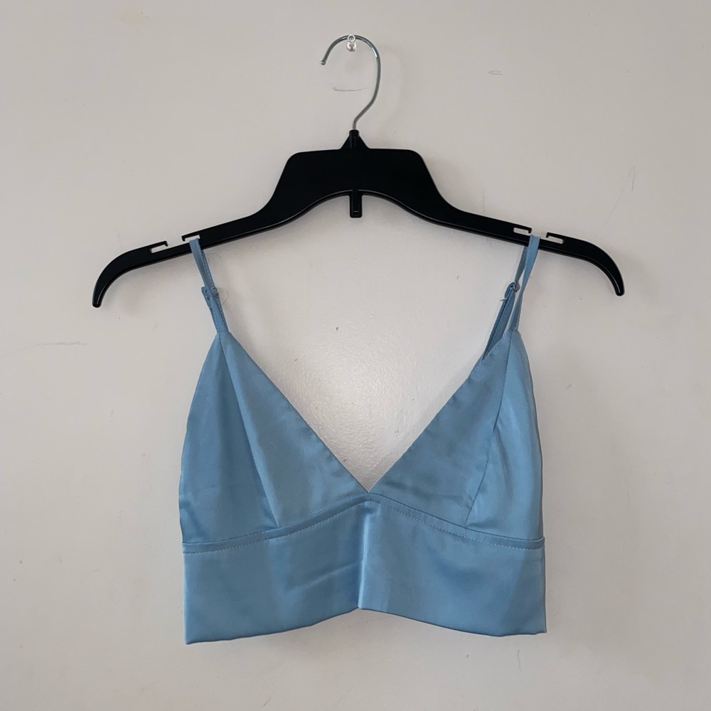 Baby Blue Satin Tank Top